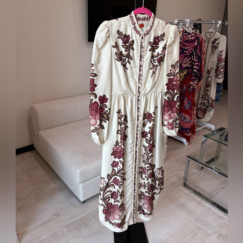 Farm Rio: Sand Renata Floral Long Sleeve
Midi Dress - Picture 13 of 16